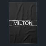 Paño De Cocina Texto de personalizable | Negra y blanca moderna<br><div class="desc">Audaz aspecto contemporáneo.</div>