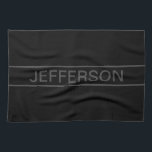 Paño De Cocina Texto de personalizable | Negra y gris oscuro<br><div class="desc">Audaz aspecto contemporáneo.</div>