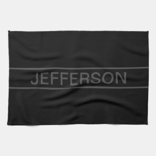 Paño De Cocina Texto de personalizable   Negra y gris oscuro
