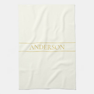 Paño De Cocina Texto de Personalizable simple y elegante   Gold O