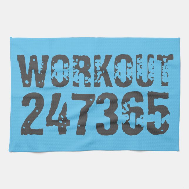 Paño De Cocina Texto desgastado y raspado Workout 247365 azul (Horizontal)