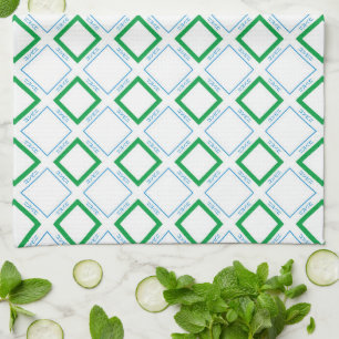 Paño De Cocina Texto mínimo verde azul medio de diamante japonés