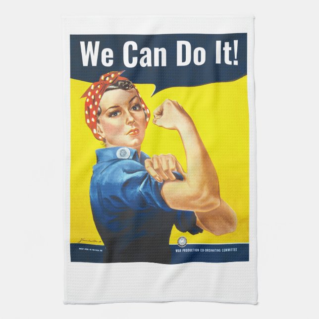 Paño De Cocina texto Personalizado, Rosie the Riveter "¡Podemos h (Vertical)