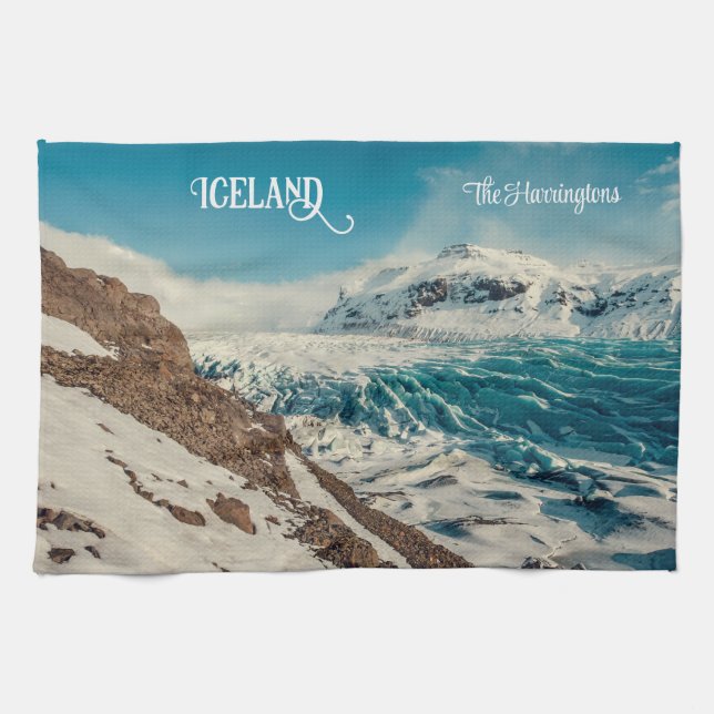 Paño De Cocina Texto personalizado Solheimajokull, Islandia (Horizontal)