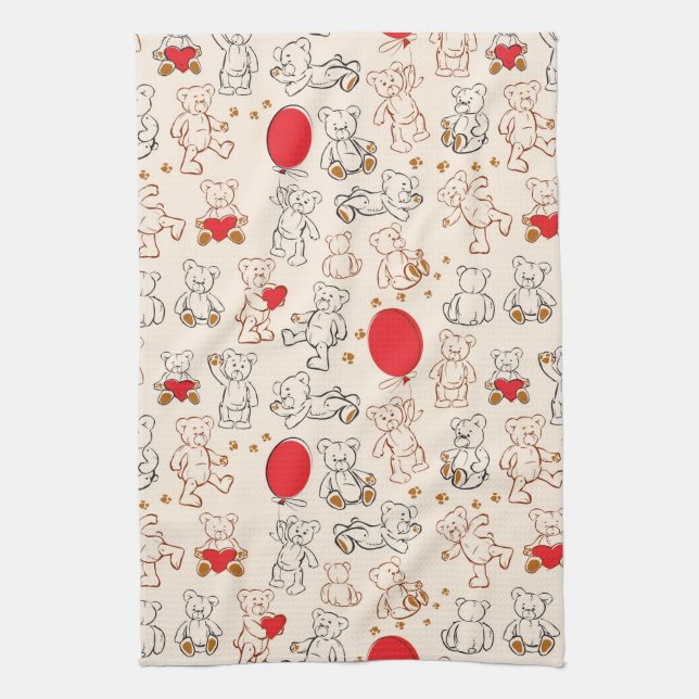 Paño De Cocina Textura con los osos de peluche (Vertical)