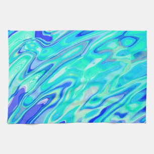Paño De Cocina Textura de mármol azul Aqua Resumen Patrón líquido