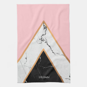 Paño De Cocina Textura De Mármol Con Líneas Doradas