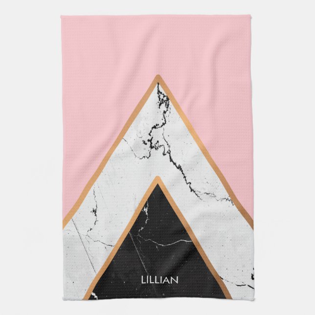 Paño De Cocina Textura De Mármol Con Líneas Doradas (Vertical)