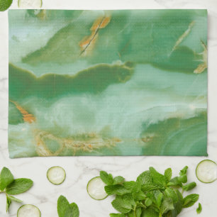 Paño De Cocina Textura de piedra blanca y verde