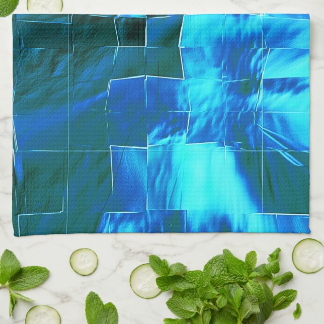 Paño De Cocina Textura metálica abstracta de mosaico de cielo tra (Doblado)