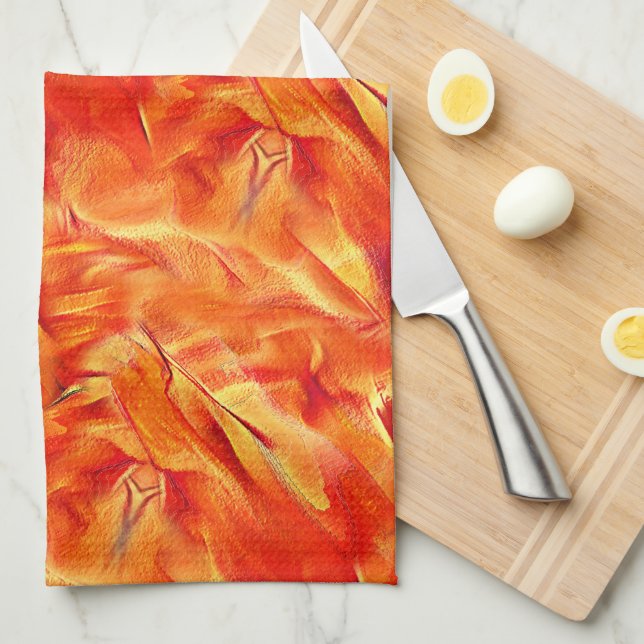 Paño De Cocina Textura rara tono muy satinado, mucho dorado rojiz (Doblado Cuarto)