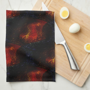Paño De Cocina Textura roja digital rústica con curvas más oscura
