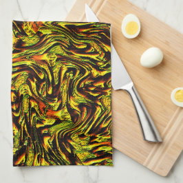 Paño De Cocina Textura rústica dorada con trazos oscuros y naranj