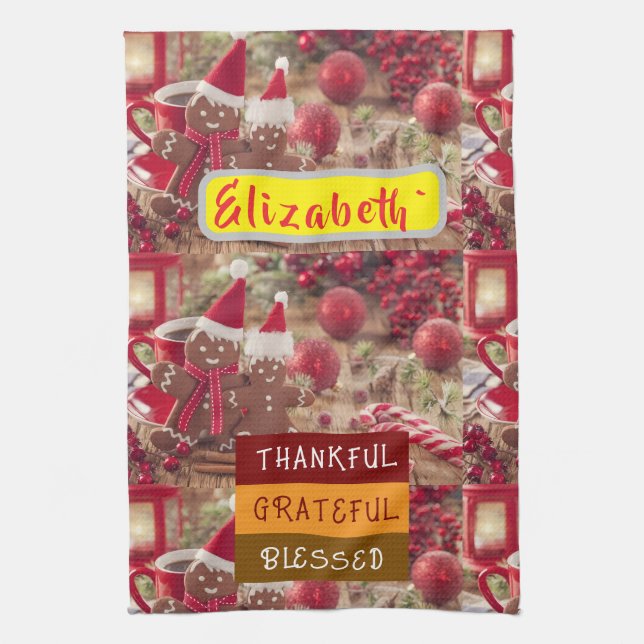 Paño De Cocina "Thankful & Twinkling: Personalized Holiday Cheer  (Vertical)
