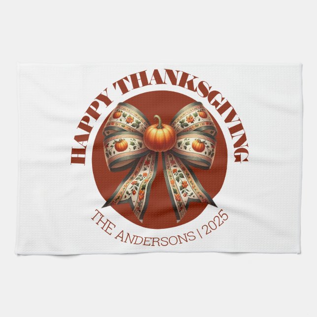 Paño De Cocina Thanksgiving pumpkins white &brown create your own (Horizontal)