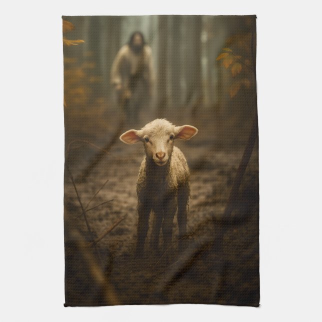 Paño De Cocina The Good Shepherd and the Lost Lamb – Jesus & Lamb (Vertical)
