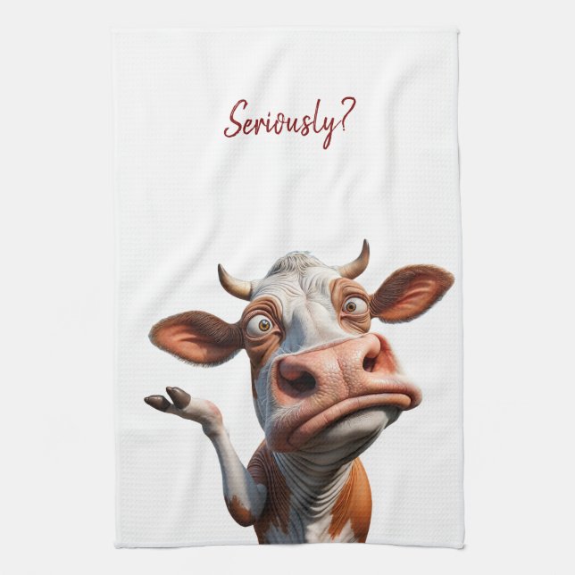 Paño De Cocina The Silly Cow - "¿En serio?" Diseño de comillas di (Vertical)