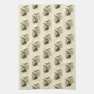 Paño De Cocina Thrasher de salvia y Thrush variado, los pájaros d
