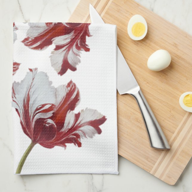 Paño De Cocina Three Red Tulips (Doblado Cuarto)