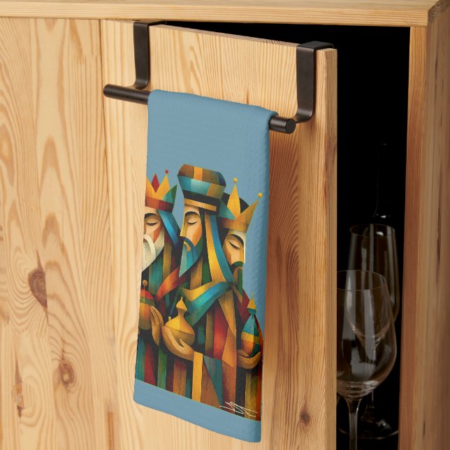 Paño De Cocina Three Wise Men Abstract Nativity Art (Pliegue de tercios)