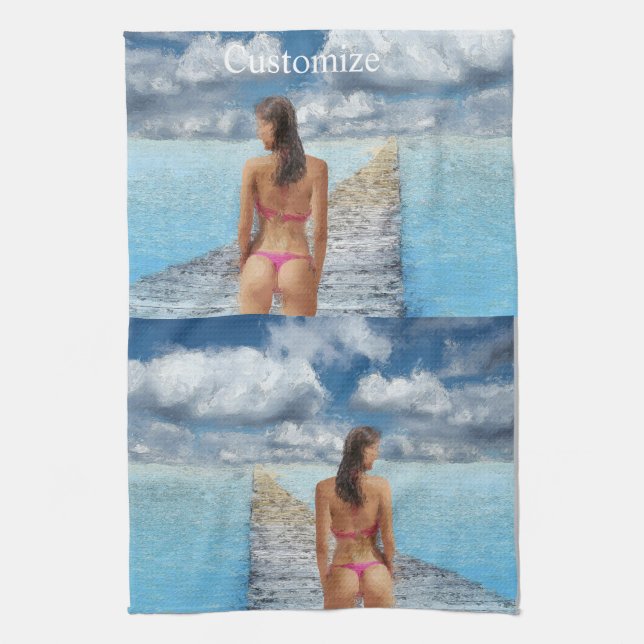 Paño De Cocina Thunder_Cove, Chica de bikini (Vertical)