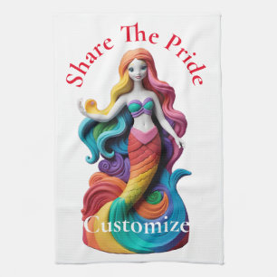 Paño De Cocina Thunder_Cove, sirena del orgullo arcoiris