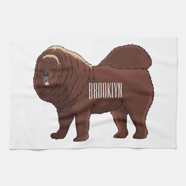 Paño De Cocina Tibetan Mastiff dog cartoon illustration  (Horizontal)