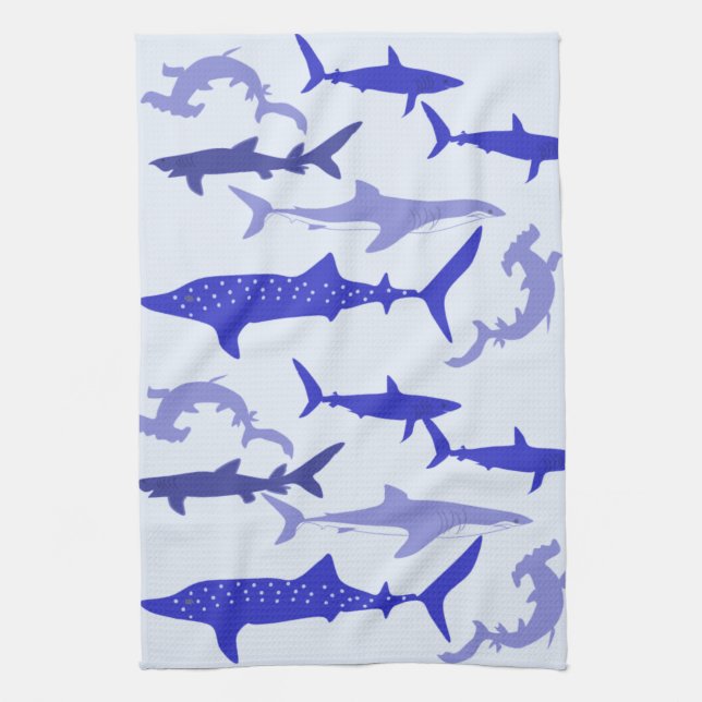 Paño De Cocina Tiburones azules (Vertical)