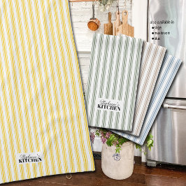 Paño De Cocina Ticking Stripe Vintage Farmhouse Yellow