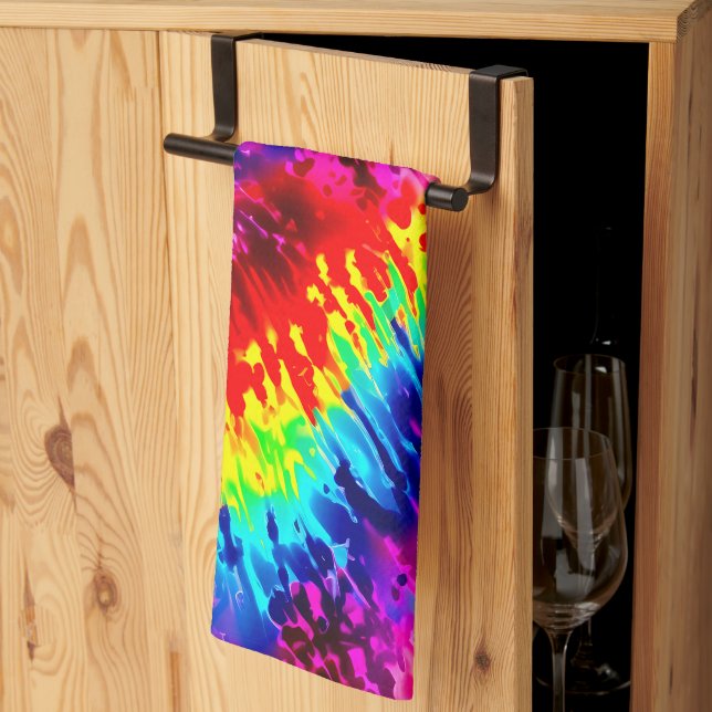 PAÑO DE COCINA TIE-DYE DE DISEÑO DINÁMICO (Pliegue de tercios)