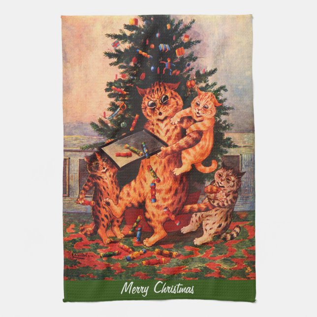 Paño De Cocina Tiempo de navidades en Catland Louis Wain (Vertical)