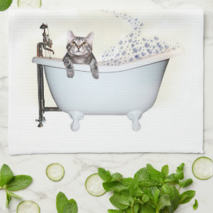 Paño De Cocina Tiempo del baño del gatito