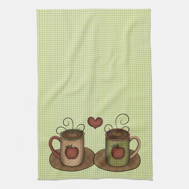 Paño De Cocina Tiempo verde del café de la guinga (Vertical)