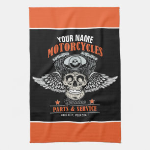 Paño De Cocina Tienda de motocicletas de cráneo volador para moto