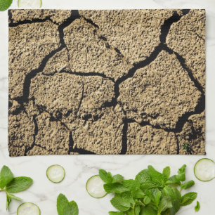 Paño De Cocina Tierra seca con tierra agrietada en sequía