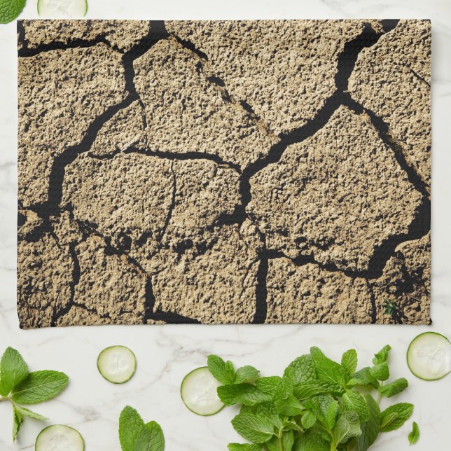 Paño De Cocina Tierras secas con tierra agrietada por sequía (Doblado)