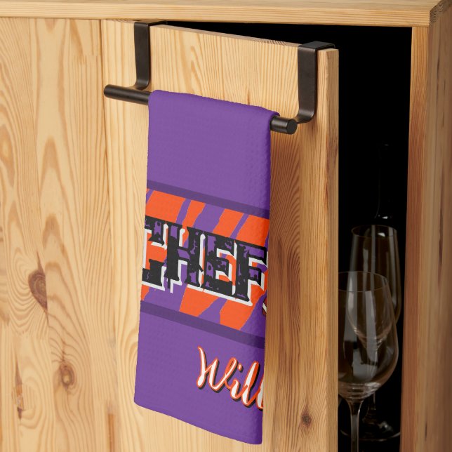Paño De Cocina Tiger Stripe Purple Orange Football Design (Pliegue de tercios)