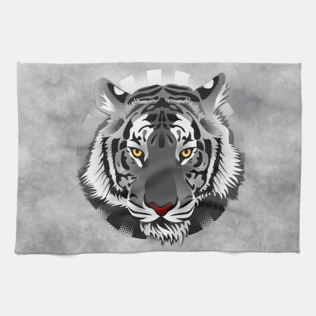 Paño De Cocina Tigre Blanco Y Negro (Horizontal)