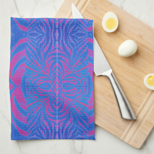 Paño De Cocina Tigre de Boho rosa y azul