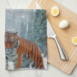 Paño De Cocina tigre en la nieve