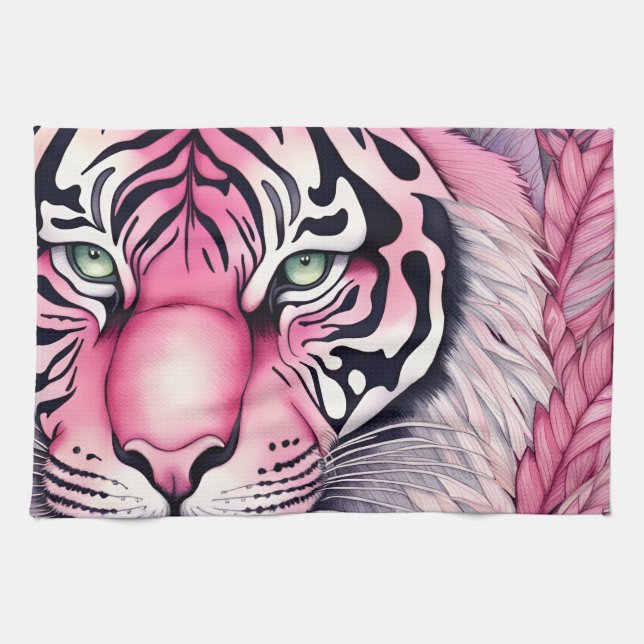 Paño De Cocina Tigre rosa, cara de tigre (Horizontal)