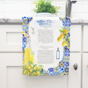 Paño De Cocina Tile Mediterráneo   Recetación de acuarela de Limo