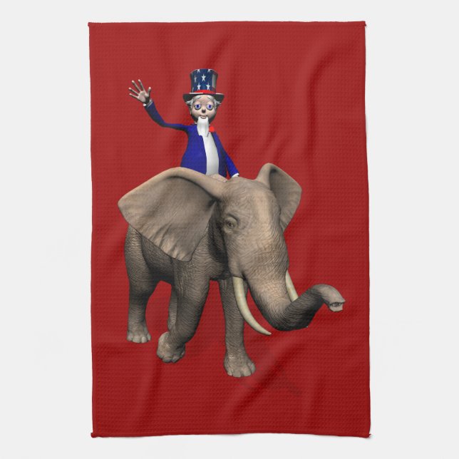 Paño De Cocina Tío Sam Montando En Elefante (Vertical)