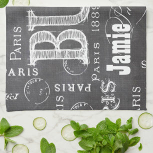 Paño De Cocina Tipografía Caligrafía París Francia Torre Eiffel