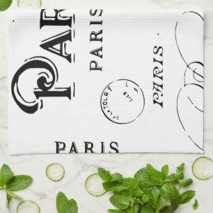 Paño De Cocina Tipografía Caligrafía París Francia Torre Eiffel