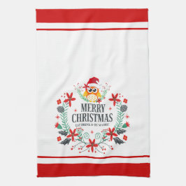 Paño De Cocina Tipografía moderna Búho de Navidades navideños mer