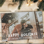 Paño De Cocina Tipografía moderna Festividad de Navidades de foto<br><div class="desc">Tipografía moderna Navidades de fotografía completa toalla de cocina Feliz Holiday. Un texto moderno sobrepone la foto - agrega tu foto y texto y haz un regalo único personalizado de cocina de vacaciones.</div>
