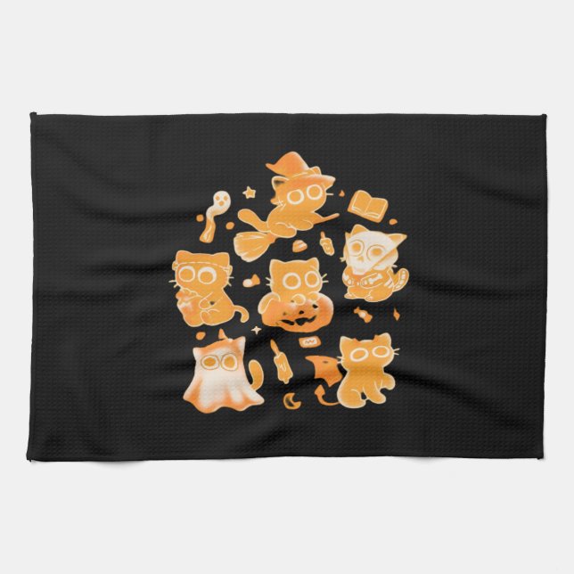 Paño De Cocina Tiras clásicas de gatitos espeluznantes (Horizontal)