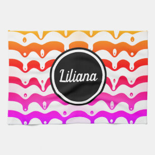 Paño De Cocina Tiras de goteo psicodélicas del Jazzy Tropical