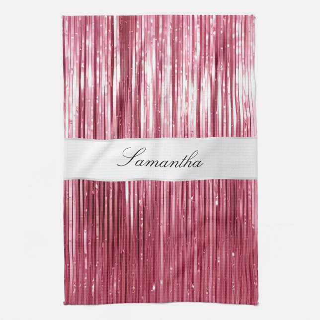 Paño De Cocina Tiras de insel de glam rosado de bonito (Vertical)